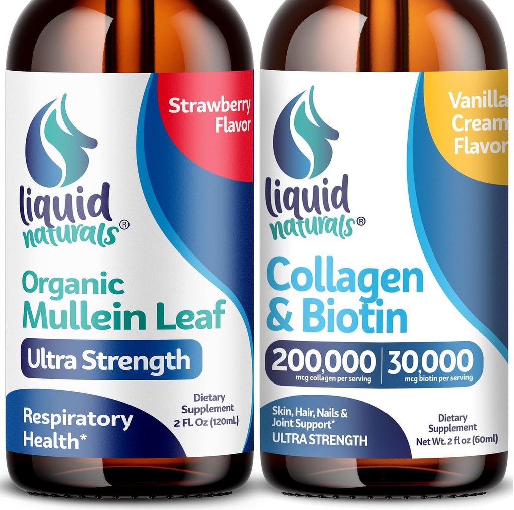 Wellness LABSRX Mullein Leaf Drops for Lungs, 2 Fl. Oz - Collagène liquide et Biotine, 2 Fl. Oz