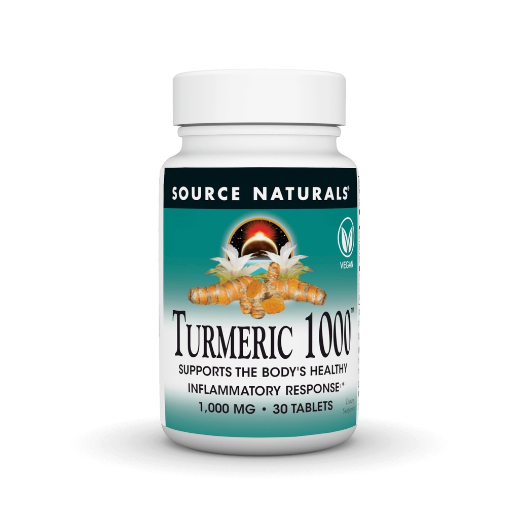 Source Naturals Turcuma 1000, soutient la réponse inflammatoire saine du corps*, 1000mg - 30 comprimés
