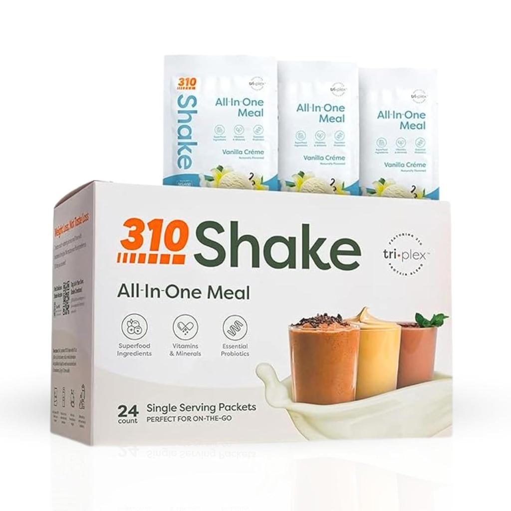310 Ernährung – All-In-One Meal Ersatz Shake - Neue Formel mit Fiber Rich Vegan Superfood Blend - Natürliche Süßungsmittel - Low Carb Shake, Keto & Paleo Friendly - Glutenfrei - 26 Essential Vitamins & Minerals - Vielfalt Shake Box - Vanilla Crème