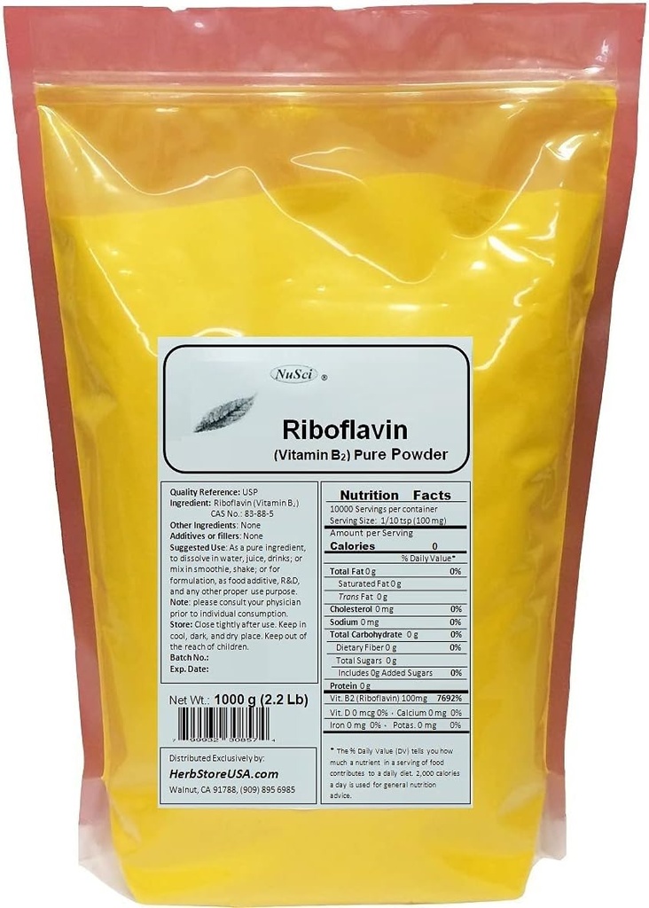 Vitamine B2 Riboflavine Pure Poudre Énergie (1000 grammes (2,2 lb))