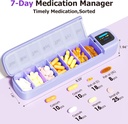 Daviky Smart Pill Organizer mit Alarm, Bluetooth Täglich Einmal ein Tag Pille Box 7 Tag mit APP, Wöchentliche Reise Pille Fall, Tragbare Pille Reminder für Medikamente, Ergänzungen und Vitamine (Purple)