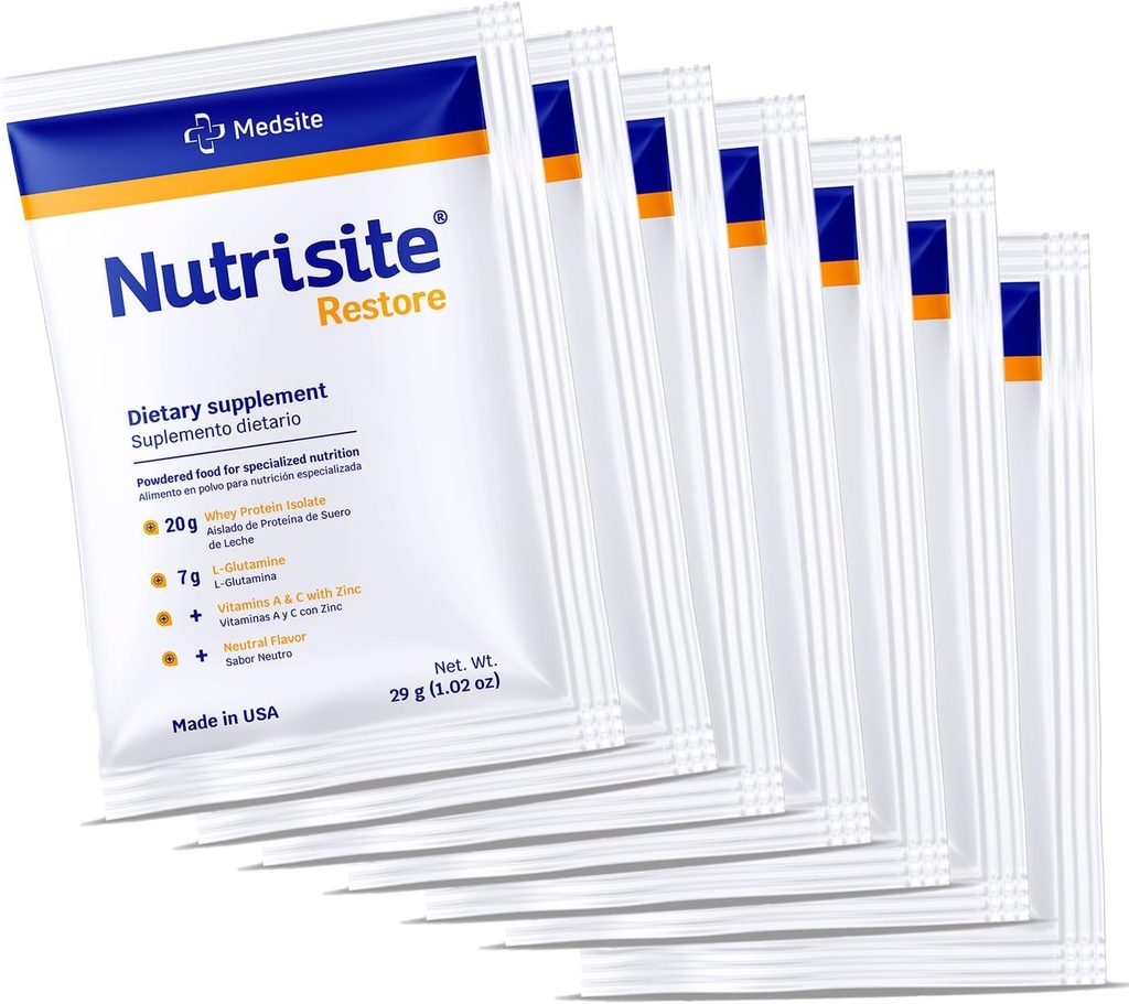 Poudre de restauration de la nutrisite pour le soutien de la guérison des plaies, incluant les protéines de lactosérum, la L-glutamine, les vitamines A, C et le zinc – sans gluten et sans sacarose, sans aromatisants (7 portions) 1,02 Oz