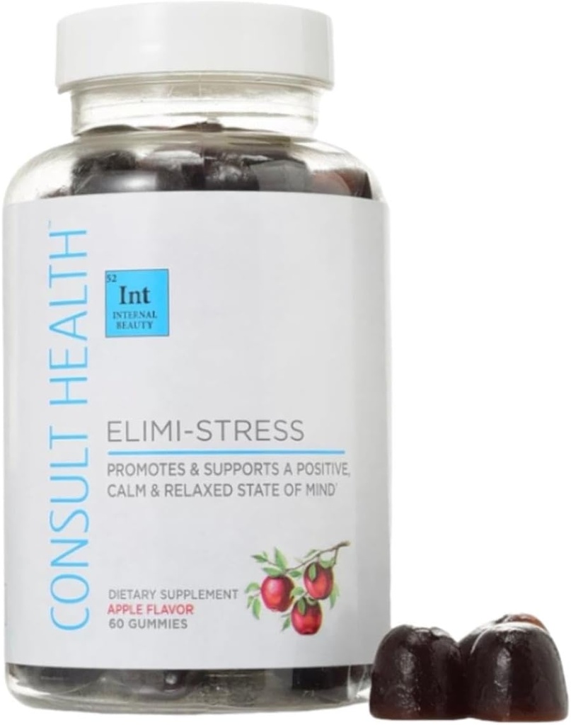 Konsult-Gesundheit - ELIMI-Stress Vegan-Gummien - Stress-Ergänzung - Vermindern Sie Fatigue - Natürliche Apfel Geschmack - Ashwagandha Root & Blatt-Extrakt -Tumeric-Extrakt - Koffeinfrei - 60 Count