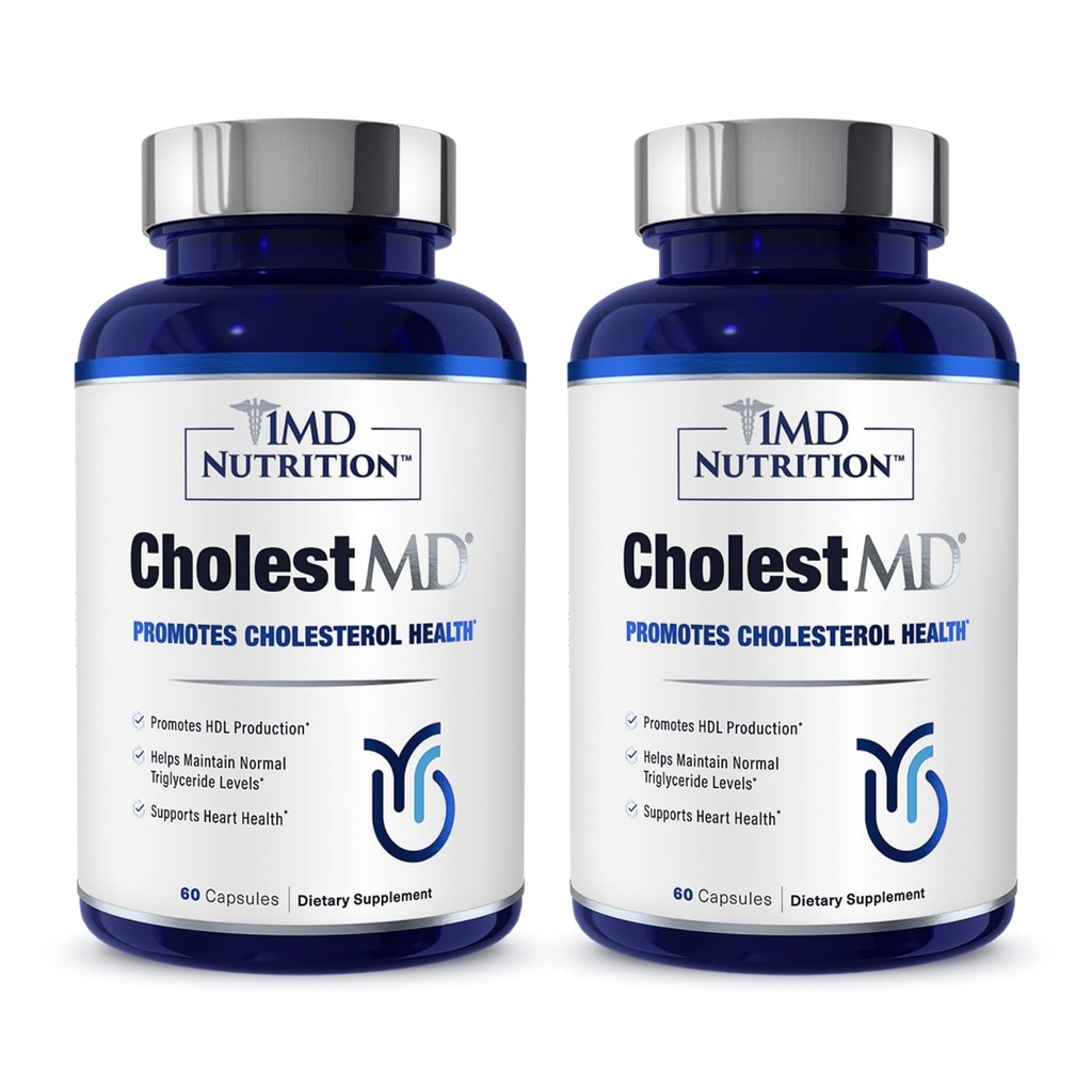 1MD Nutrition CholestMD avec extrait de feuille d'olive, Bergavit, Niacine, Ail.