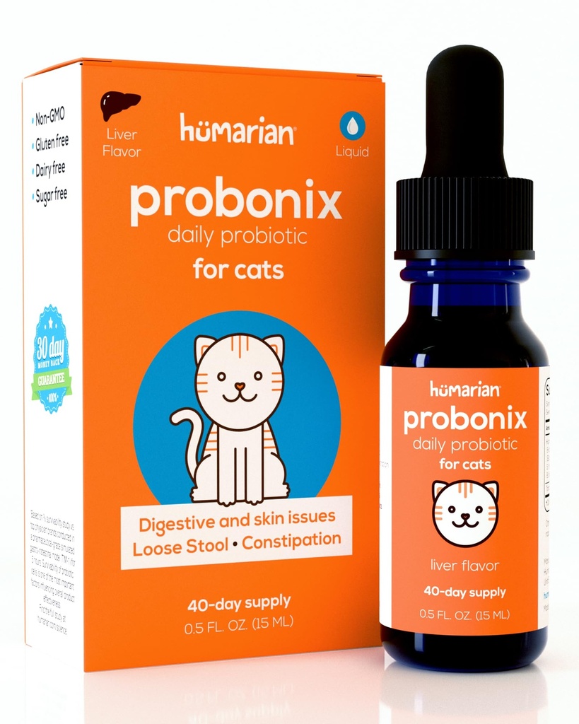 Humarian Probonix Liquid Probiotics für Katzen - 8-Strain Cat Probiotic Drops, um Feline Gut Gesundheit, Zahngesundheit, Immunität und mehr - 30-Tage Versorgung - Leber Flavor