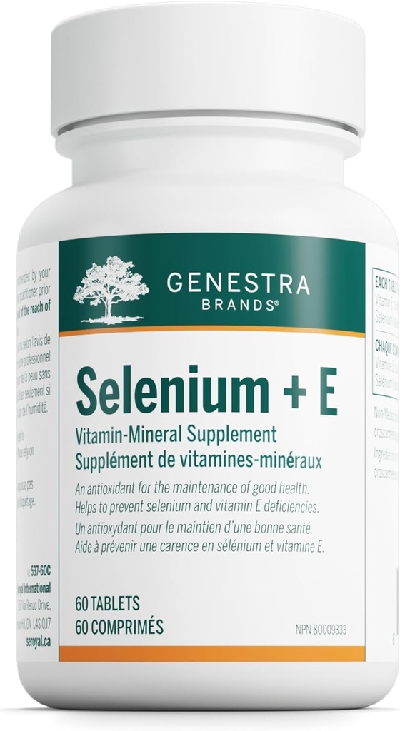 Genestra Brands Sélénium + E-U fournit un support antioxydant 60 comprimés