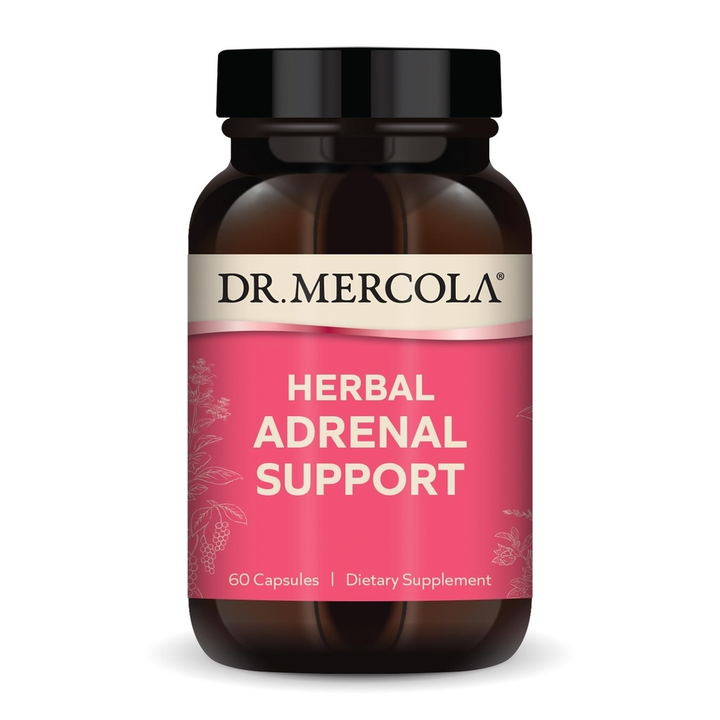 Dr. Mercola Herbal Adrenal Support, 30 Servierungen (60 Kapseln), Nahrungsergänzung, Stimmungs- und Stressmanagement, Non-GMO