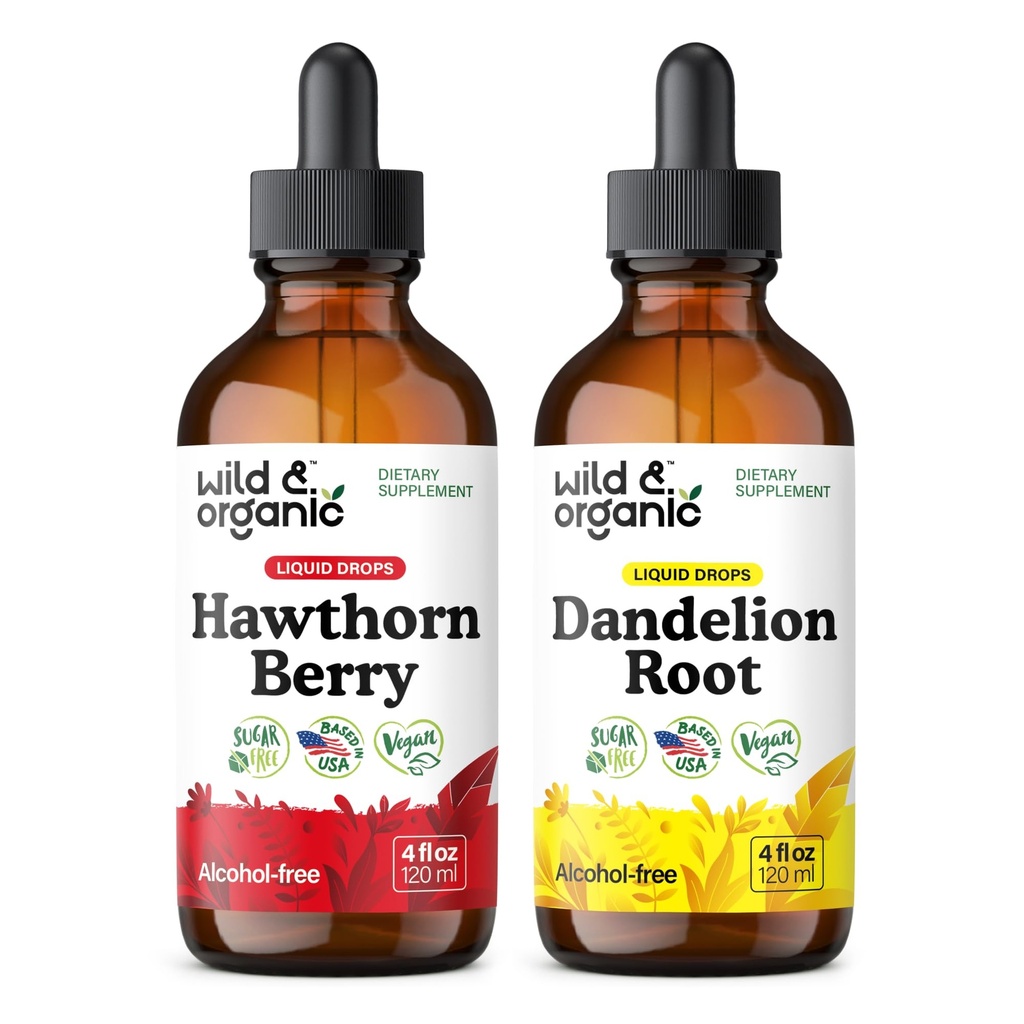 Teinture de bûcheron à épis sauvages et organiques 4 fl oz & Dandelion Teinture de racine 4 fl oz