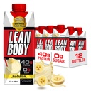 Labrada Lean Body Ready to Drink Banana Protein Shake,40g Protein,Whey Blend,0 Sucre,Sans gluten,22 Vitamines et minéraux,17 Ounce (Carton recyclable et couvercle - Paquet de 12) LABRADA