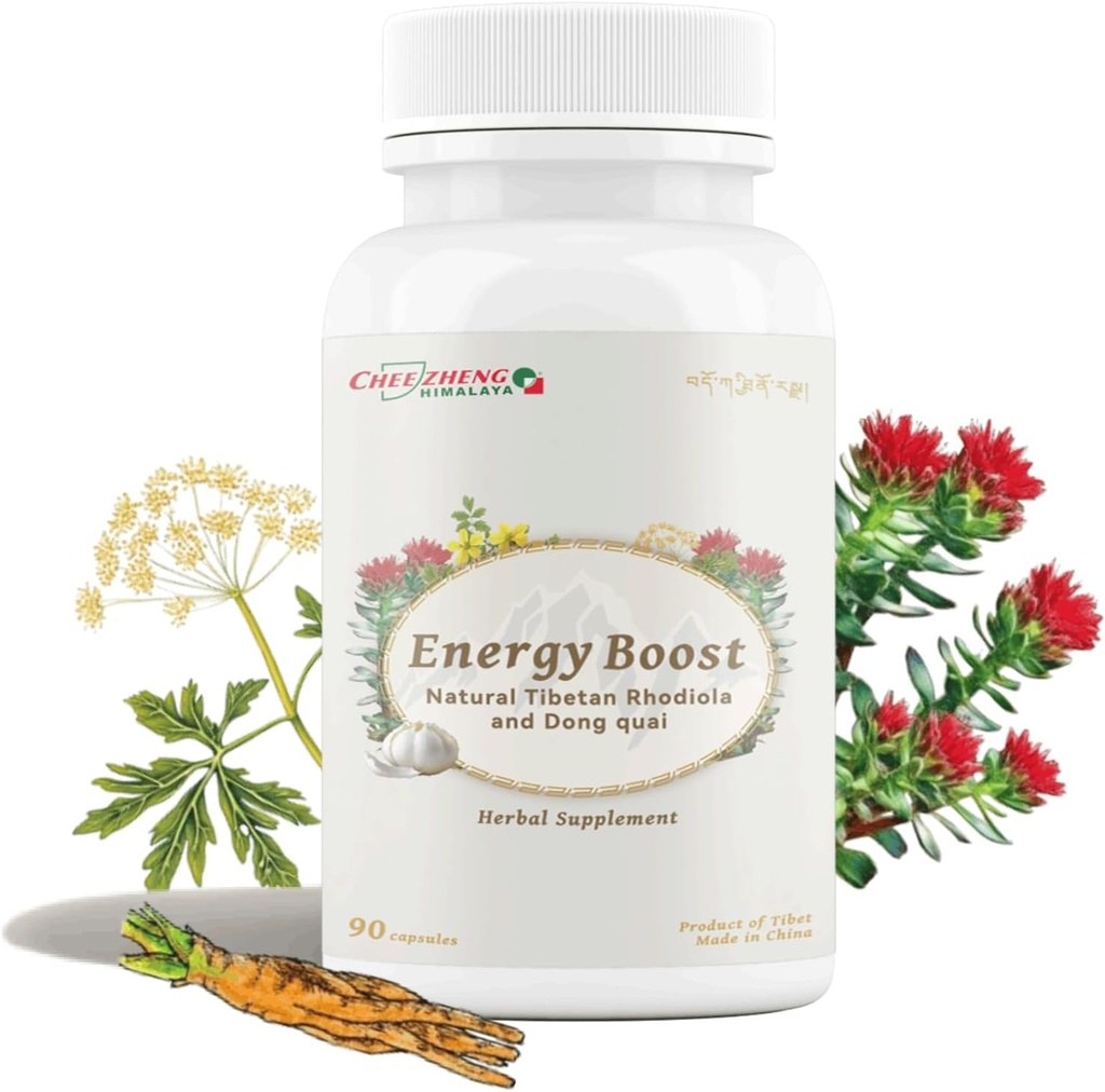 CheezhengHimalaya Rhodiola et Angelica Sinensis, stimuler l'énergie quotidienne, réduire la fatigue, améliorer la santé du sang et du cœur, métabolisme, soutenir la fonction pulmonaire, les herbes natual tibétaines, 120 capsules de Veggie