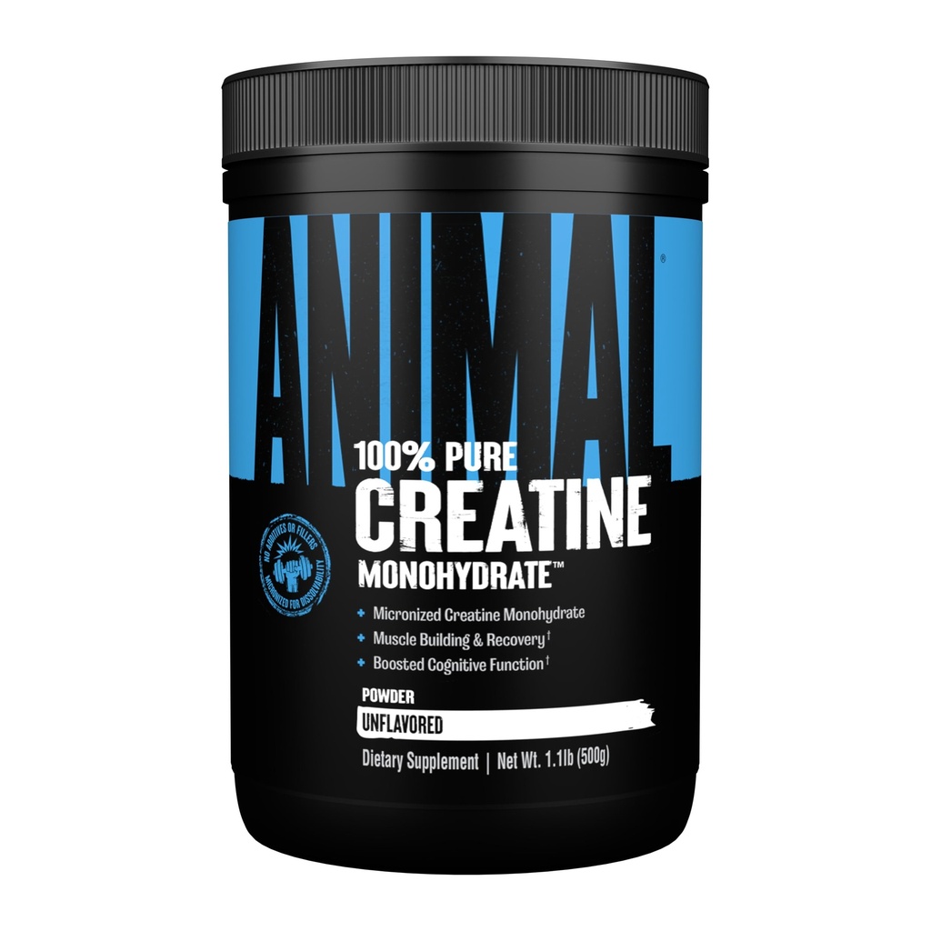 Créatine micronisée animale, poudre monohydratée, non aromatisée, 1,1 lb (500 g)