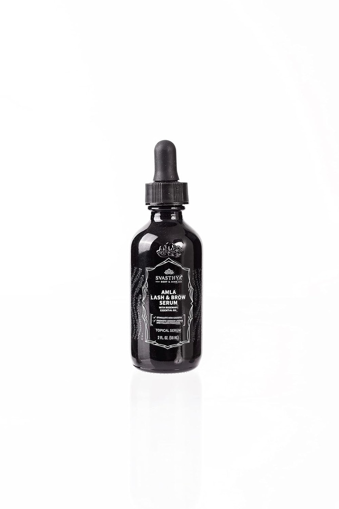 Svasthya Body & Mind Huile de Castor d'Amla Biologique - Cold pressé pour les cils et la croissance des sourcils - Sérum de laque pour les cils plus longs et plus épais - Huile de croissance des cheveux avec Amla pour les cheveux plus épais et plus sains