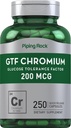 Piping Rock GTF Chromium 200 mcg | 250 Kapseln | Glucose Toleranzfaktor Ergänzung | Non-GMO & Gluten Kostenlos