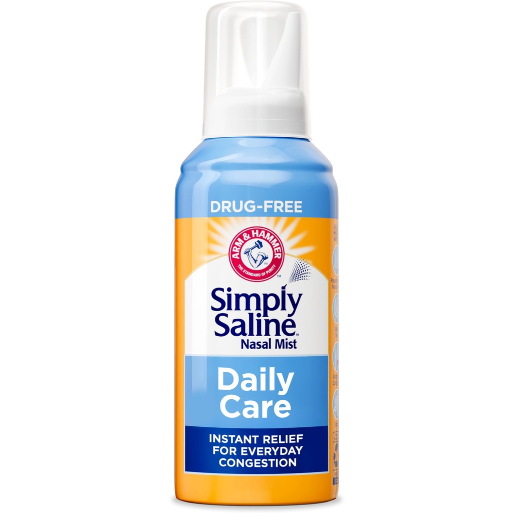 ARM & HAMMER Simply Saline Nasal Care Daily Mist 4.5oz – Soulagement instantané pour la congestion quotidienne – One 4.5oz Bouteille