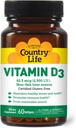 Country Life Vitamin D3 2500 I.U. Glutenfrei, 60 Softgels