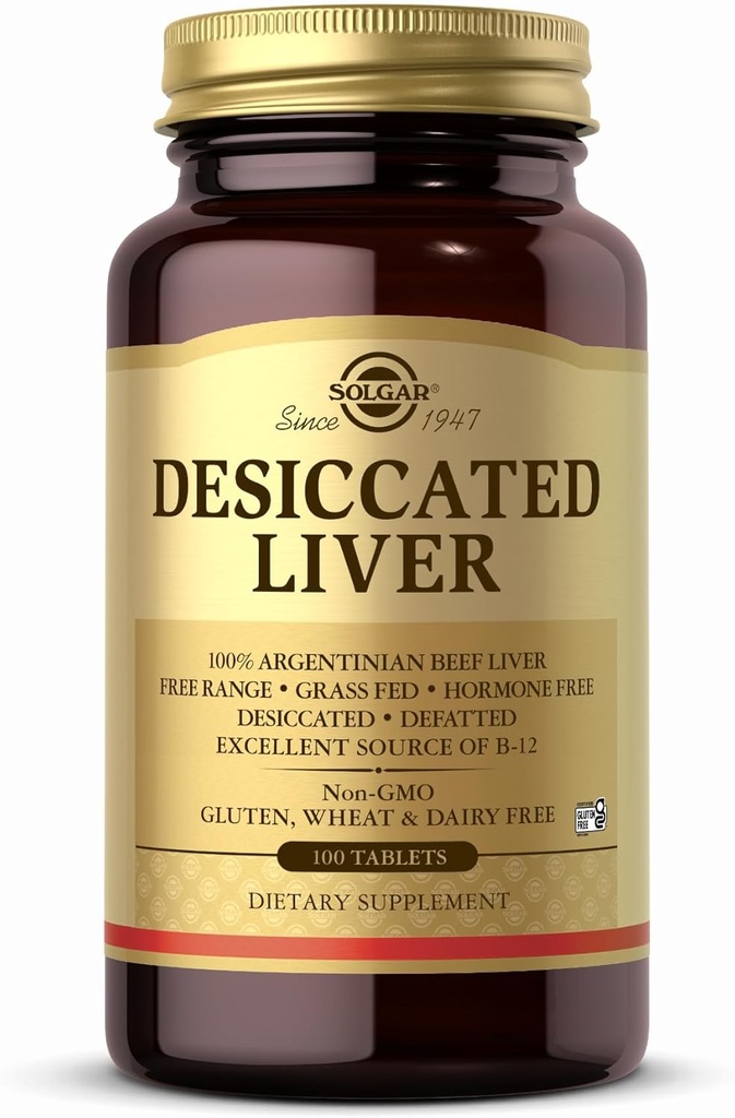 Comprimés de foie déshydratés de Solgar, 100 Nombre
