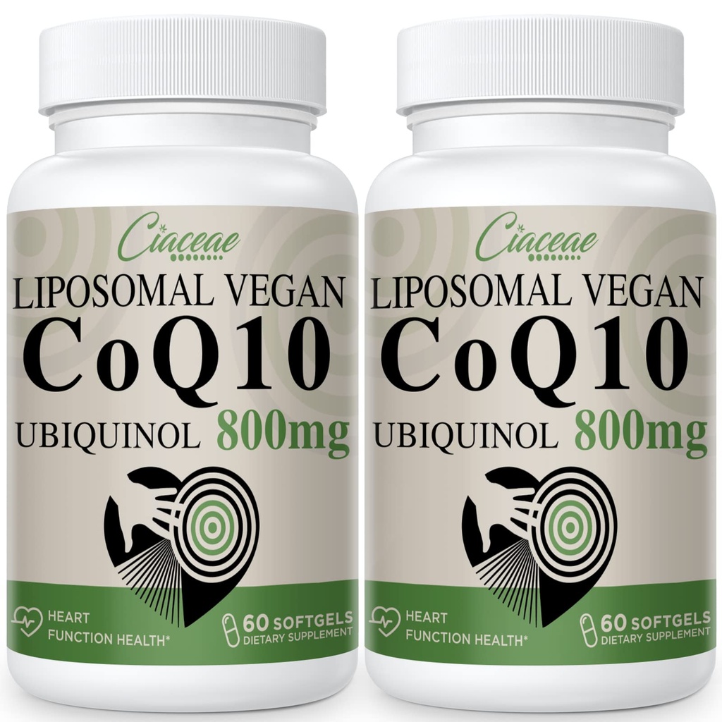 Liposomal CoQ10 800mg Ubiquinol Softgel, Max Absorption Ubiquinol Coenzym Q10, Ubiquinol CoQ10 Ergänzung für Antioxidans, Herzfunktion & Energieproduktion, Pure CoQ10 800mg, 120 Vegan Softgels