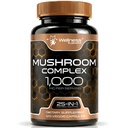WELLNESS LABSRX Mushroom Supplement Kapseln 10:1 Extrakt, Pilz Complex Kapseln 1000mg, Lions Mane Supplement mit Türkei Tail, Cordyceps, Reishi - 120 Count