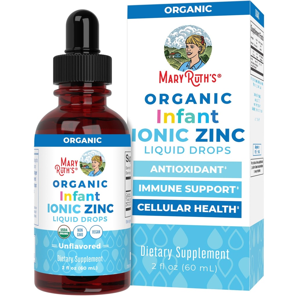 MaryRuth Organics Organic Infant Ionic Zink flüssige Tropfen | Zinksulfat für Immununterstützung | Organisches Glycerin | Antioxidans | Vegan | Formuliert für Babys Alter 6-12 Monate | 1 Monat Versorgung | 2 Fl Oz