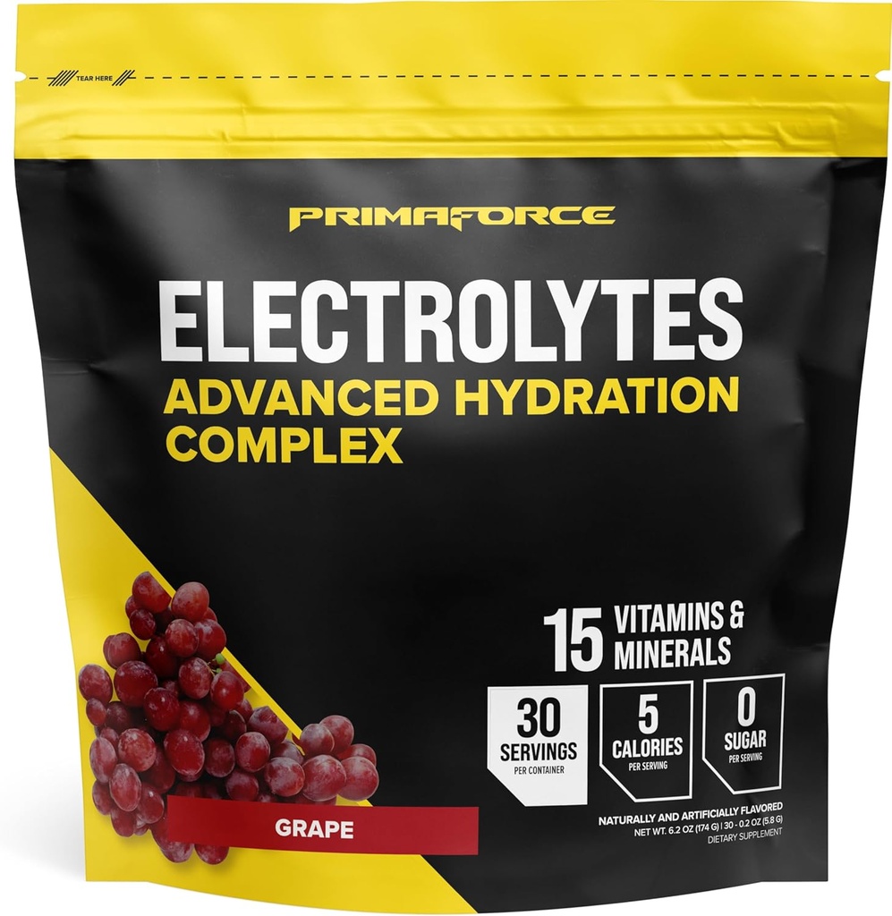 Electrolytes Primaforce Packets complexes d'hydratation avancés (30 portions) (Grape)