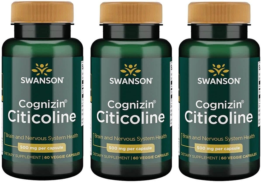 Swanson Cognizin Citicoline 1000 Milligramme 60 Veg Kapseln (3 Pack)