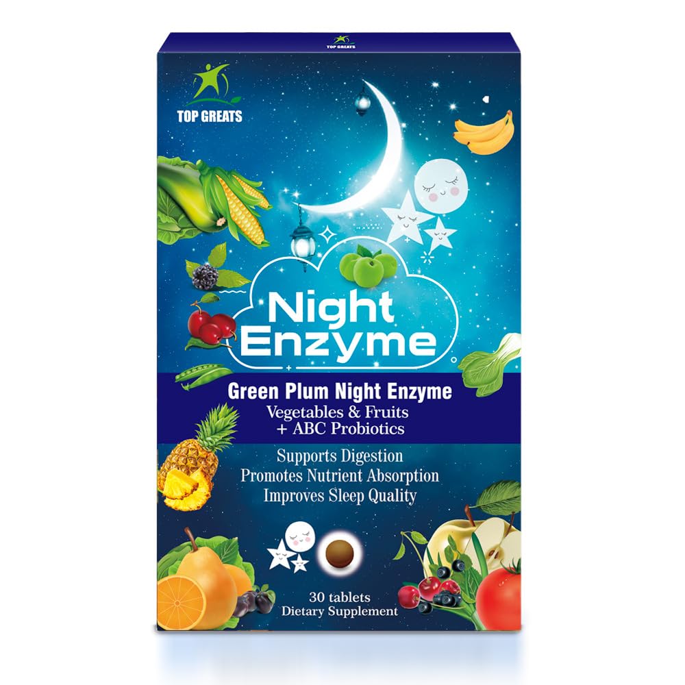 Night Enzyme, Daily Multi Digestive Enzyme, Green Plum Fruit and Vegetables mit Probiotics, Relief Bloating, bessere Schlafqualität, für Männer und Frauen, fördern Verdauungsgesundheit- 60 Tabletten