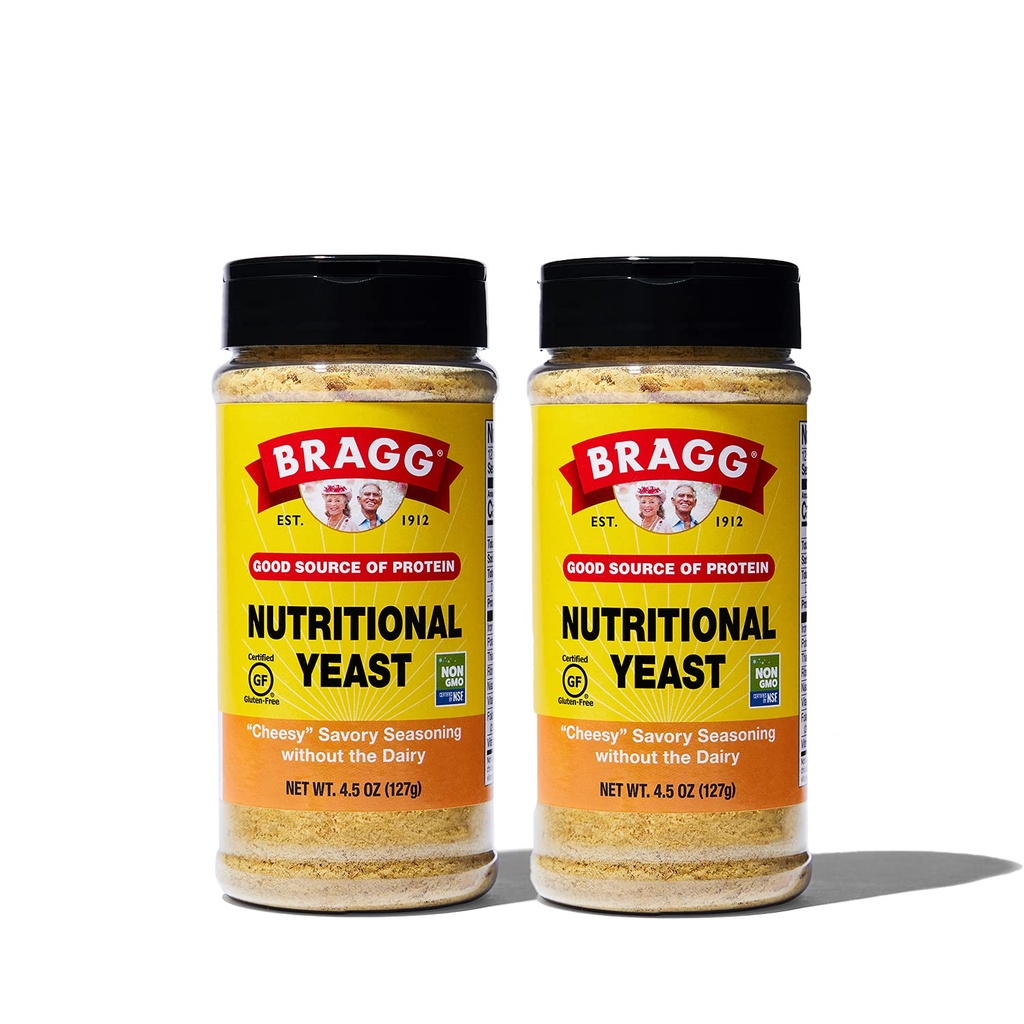 Bragg Premium Nutritional Yeast Seasoning - Vegan, Glutenfrei – Gute Quelle von Protein & Vitamine – Nutritische Parmesankäse Substitute (Original, 4.5 Unze (Pack von 2))