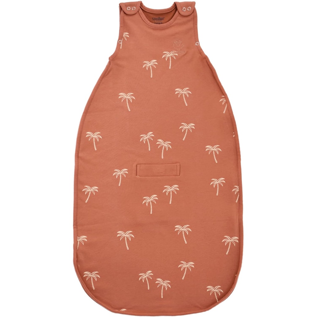 Woolino Merino Wolle & Bio-Baumwolle Baby Schlafsack 2-24 Monate – Ultimate 4-Season Baby Schlafsack, Universal Größe Tragbare Decke, 2-Way Reißverschluss & Verstellbare Fit, Jahr-Round-Nutzung – Palmen
