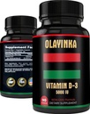 Vitamin D3 5000 IU - 125 mcg Vitamin D3 Nahrungsergänzungsmittel für Frauen und Männer - Hautgesundheit, Muskelfunktion und Immunität Unterstützung - Non-GMO, Hohe Potenz Vitamin D3 5000 IU, 3 Monate Versorgung