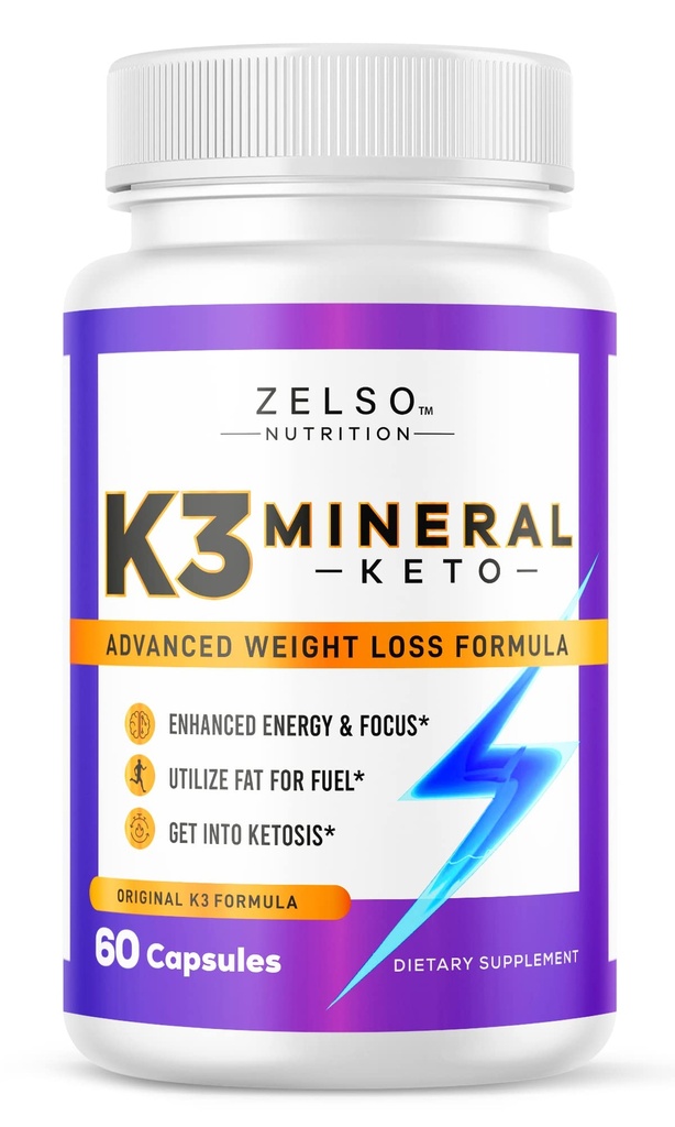 ZELSO K3 Mineral Gewichtsverlust Pillen für Frauen und Männer, K3 Mineral Pillen - K3 Salz Mineral, Vitamin + K3 Kapseln Ergänzung für Keto Gewichtsverlust - 1 Monat Versorgung