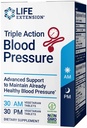 Life Extension Triple Action Pression artérielle, Supplément santé cardiaque, quercétine, extrait de stévia, mélatonine, soutien du matin et de la nuit, sans gluten, non OGM, végétarien, 60 comprimés