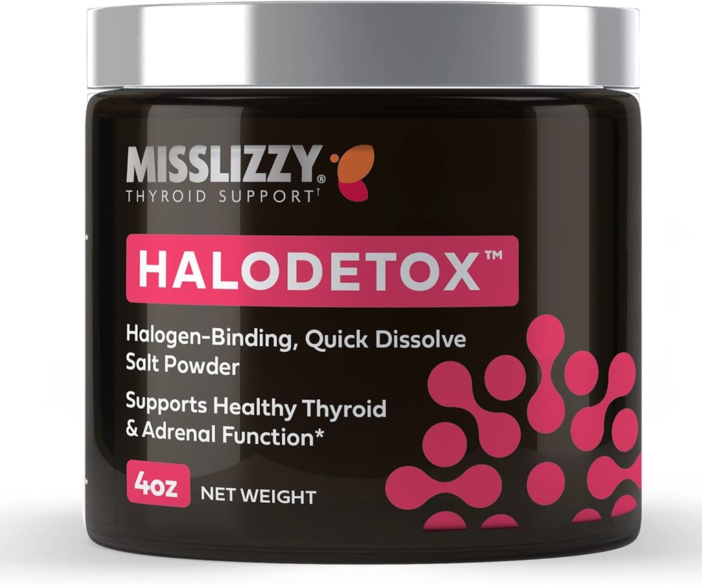 Miss Lizzy HaloDetox – Reines, ungerafftes Rosa Salzpulver mit 80 Mineralen zu Halogen Detox Bromin, Chlorin, & Fluorid, Replenish Electrolytes, & Support Gesunde Schilddrüse & Adrenal Functions – 4oz