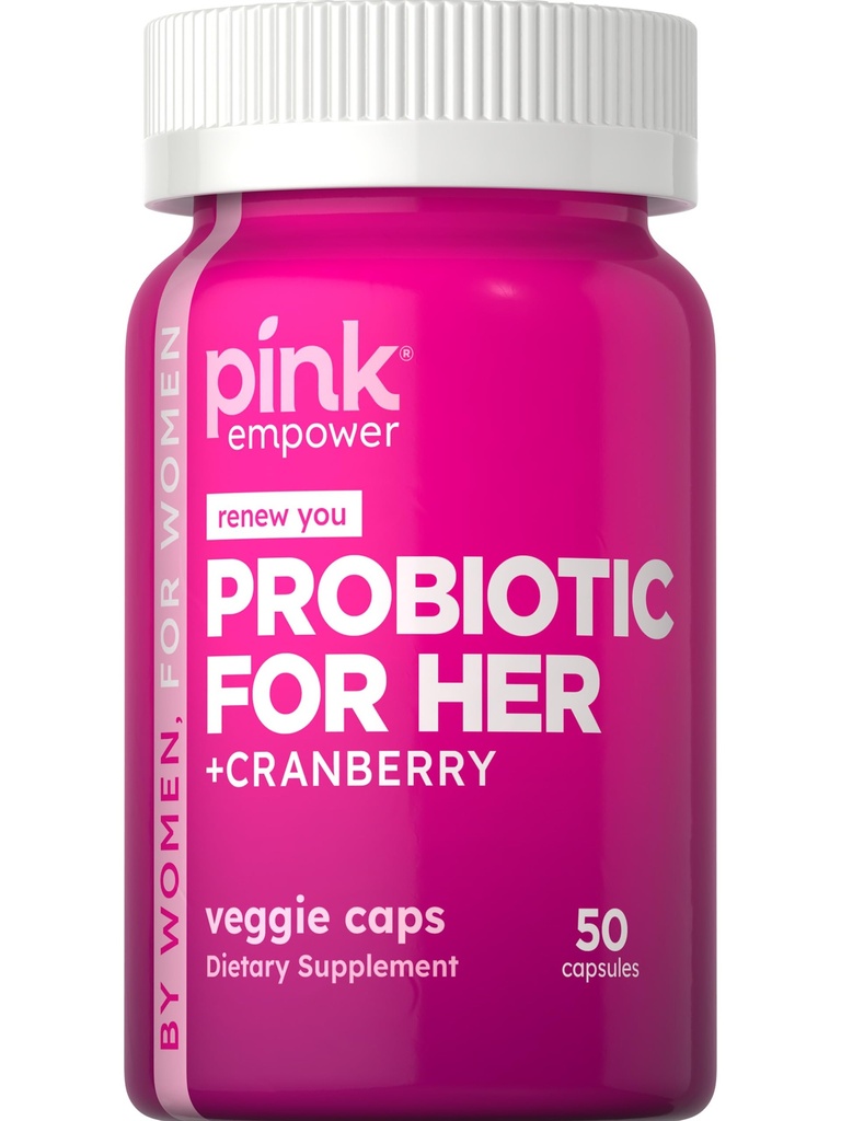 PINK Probiotika für Frauen | Verdauungshilfe Kapseln Plus Cranberry | 50 Count | Vegetarisch, Non-GMO & Gluten Kostenlose Ergänzung