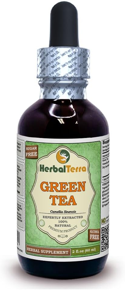 Kräuter Terra LLC Grüner Tee (Camellia Sinensis) Glycerit, Organic Dried Leaves Alkoholfreier Flüssigextrakt 2 oz