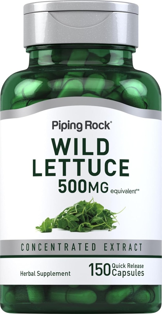 Extrait de laitue sauvage de Rock Pipeping Rock 500mg, 150 capsules Supplément concentré à base de plantes
