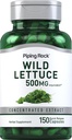 Piping Rock Wild Lettuce Extrakt | 500mg | 150 Kapseln | Konzentrierte Kräuterergänzung | Non GMO, Glutenfrei