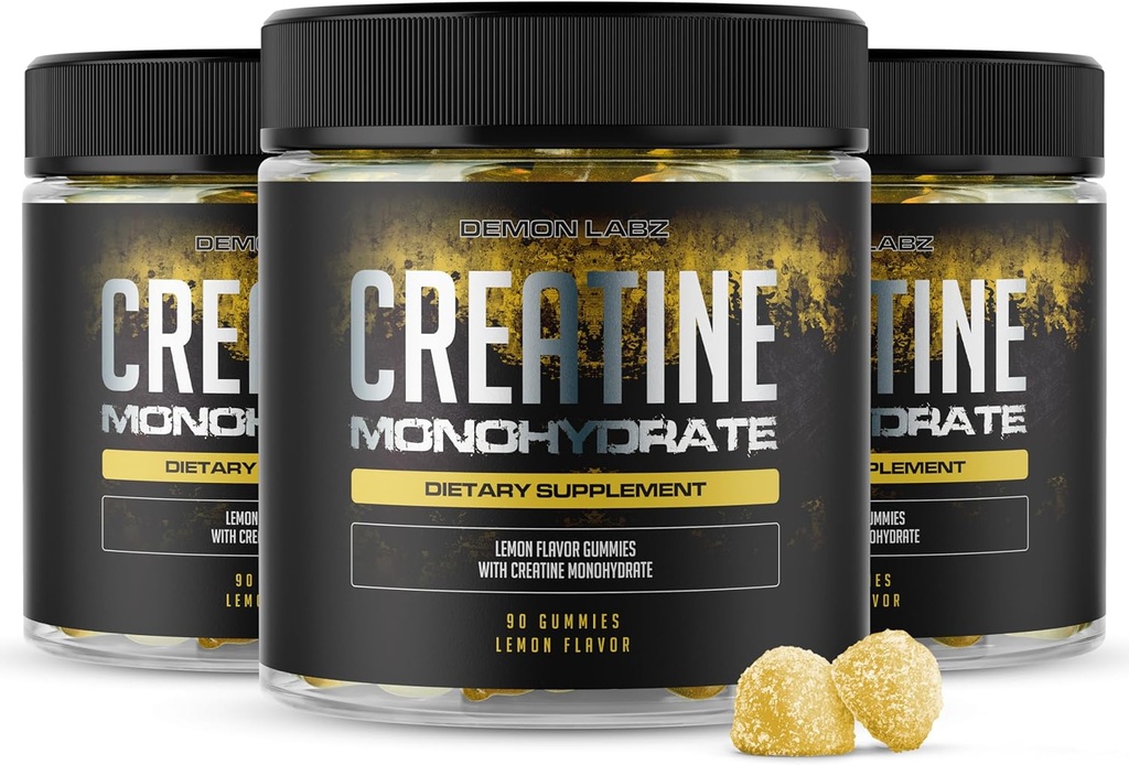 Kreatin Monohydrat - Gummie mit Zitronengeschmack (90 Count (Pack von 3))