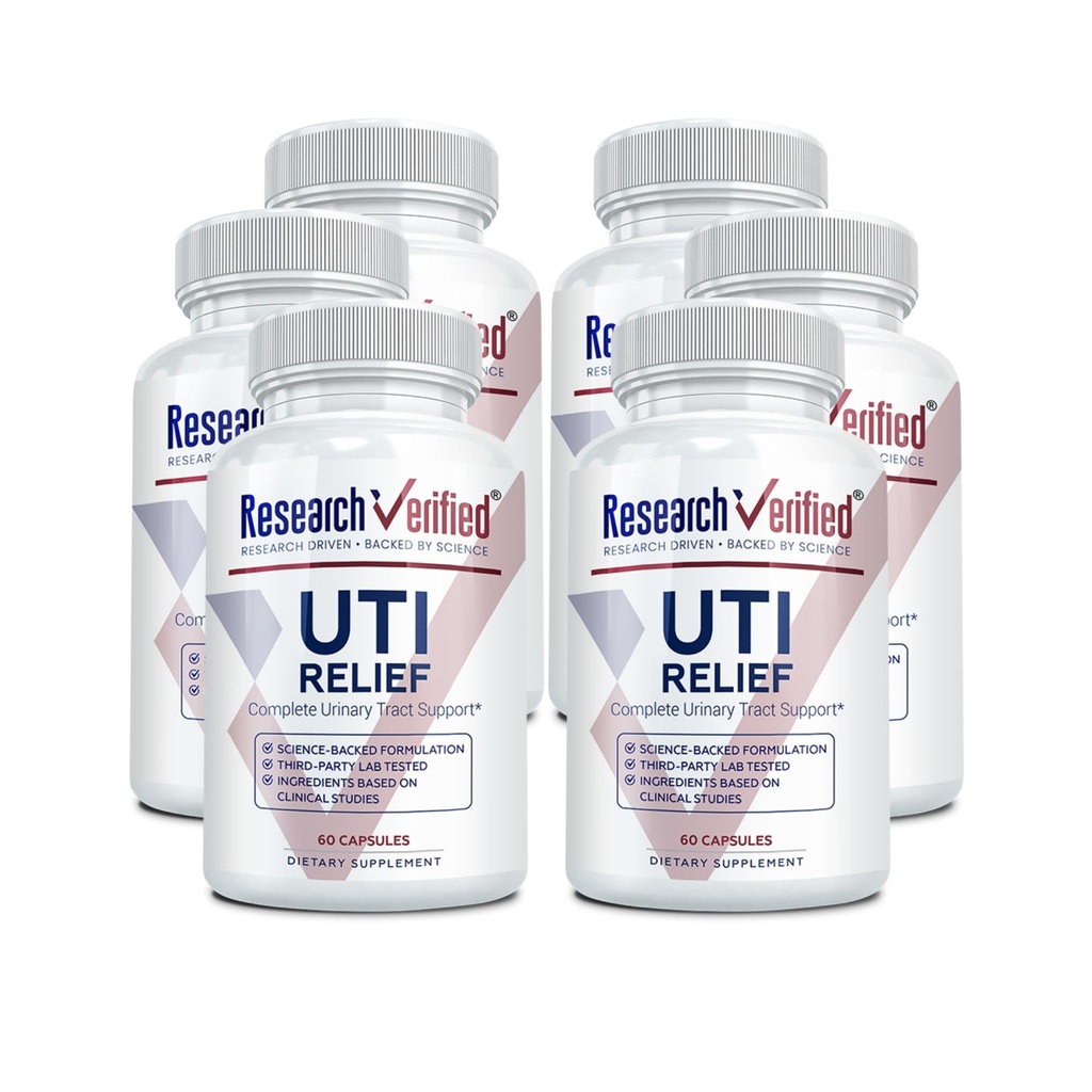 Forschung Verified UTI Relief - Urinary Tract Support Supplement - 100% natürlich, Vegan mit Lingonberry, Cranberry & D-Mannose - 6 Flasche (6 Month Supply)