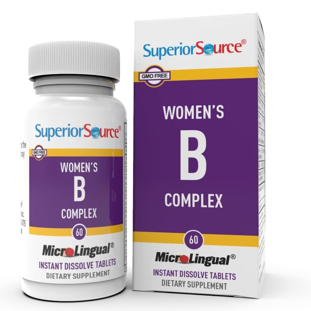 Superior Source Women?s B Complex - Energy Support Supplement für Damen - Multivitamin mit Vitamin B12, Vitamin B3 & More - B Vitamin Supplement Aids Herzgesundheit - 60 Sublingual Dissolving Tabletten