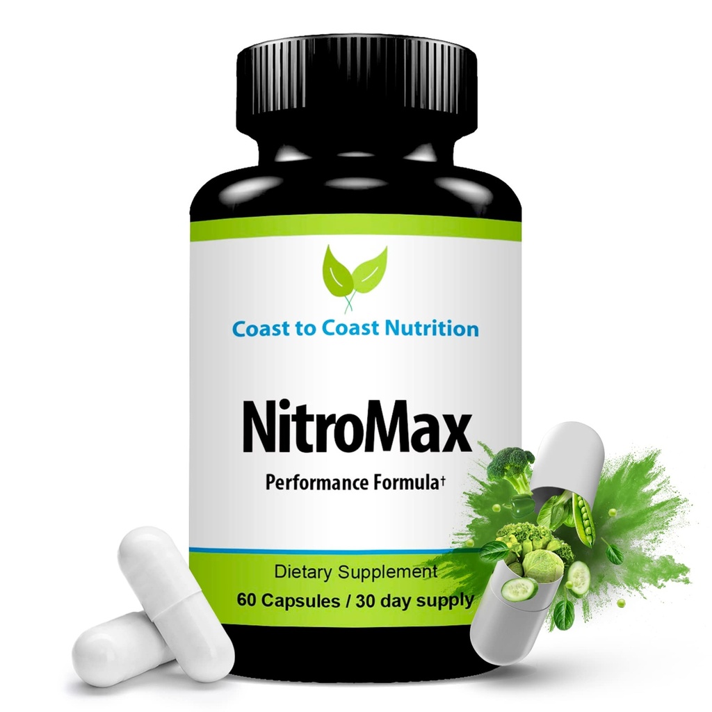 NitroMax Performance Formula – L-Arginin-Nitronoxid-Ergänzung Plus Citrullin, AKG, Beta Alanine – Muskel, Vaskularität, Energie, Zirkulation – Workout Harder - 60 L-Arginin Kapseln bauen