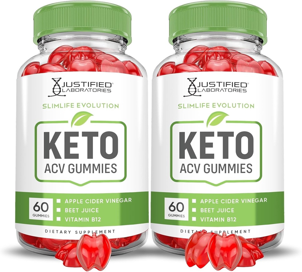 Justified Laboratories (2 Pack Slimlife Evolution Keto ACV Gummis Slim Life1000MG Apfel Apfel Apfelessig Formulierte Granatapfel Rübensaft Pulver B12 Vegan 120 Gummi