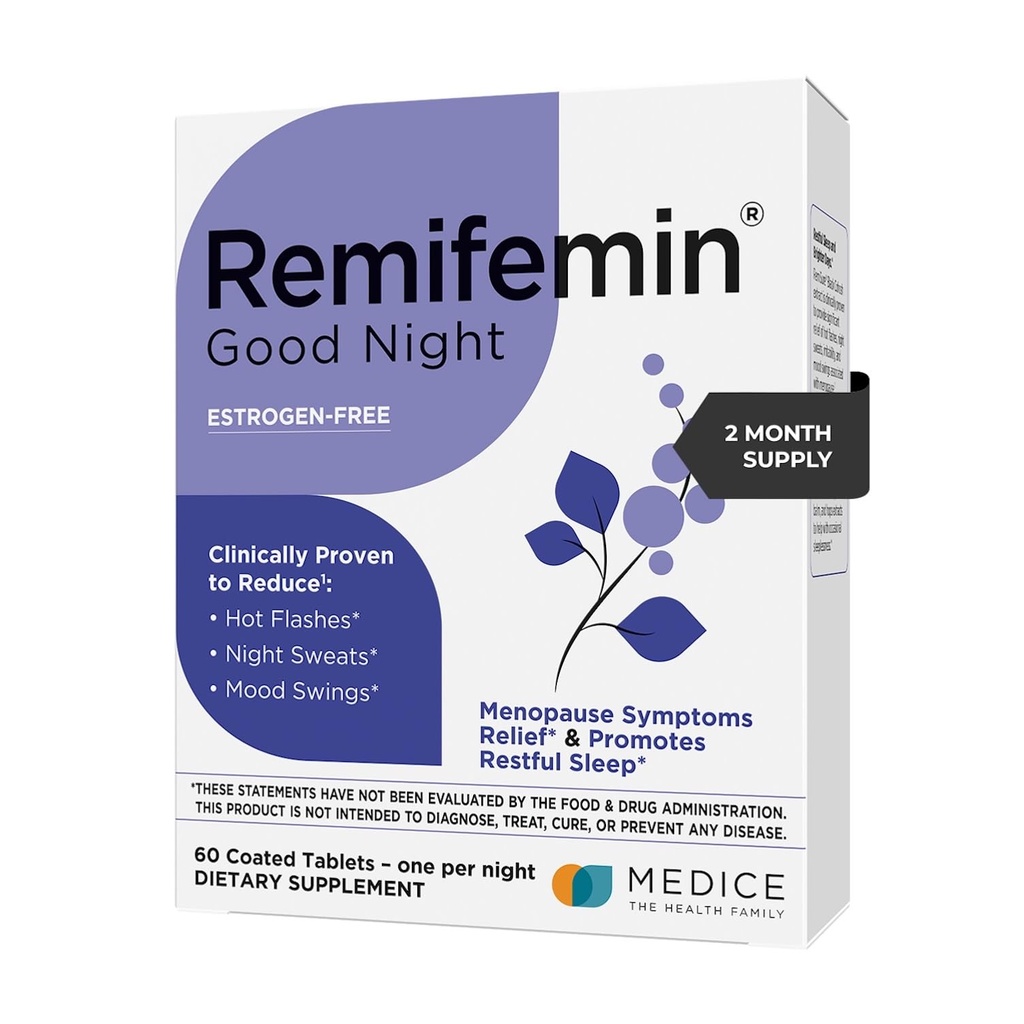 Remifemin Good Night - Menopause Symptome Relief & Restful Sleep Support - Klinisch bewährte Inhaltsstoffe - Menopause Supplements - Black Cohosh - Estrogen-Free - Made in Germany - 60 Tabletten