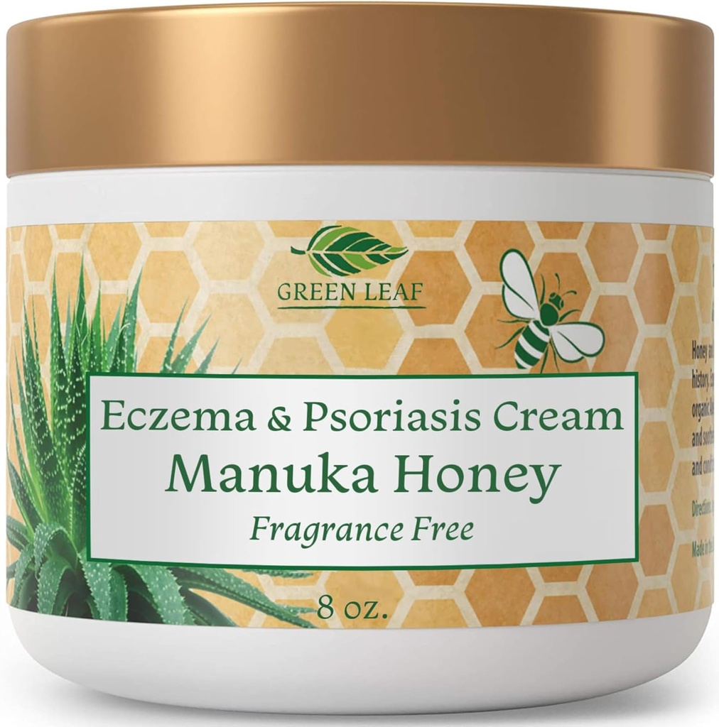 Manuka Honig Eczema Creme Feuchtigkeitsspendende Lotion Duft frei für Psoriasis Relief - Juckreiz, trockene Haut Rash Salbe - Haut beruhigende Feuchtigkeitscreme - Körper & Gesichtscreme - Kinder & Erwachsene 8oz