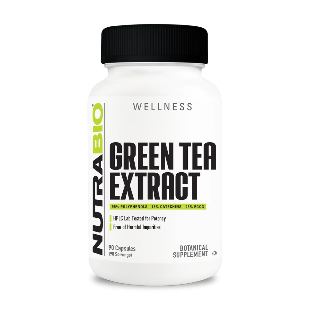 NutraBio Grüner Tee-Extrakt, fügt Antioxidans Vorteile und hilft Gesamtgesundheit und Wohlbefinden, 500mg - 90 Kapseln
