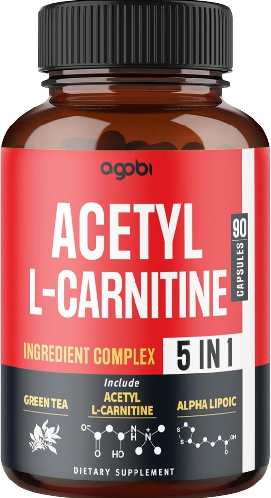 Acetyl L-Carnitin-Ergänzung - 2600mg 3 Monate - Blended with Alpha Lipoic Acid, Green Tea, Green Coffee Bean & Raspberry Ketone - Memory & Brain Health Support, Non-GMO - 90 Vegan Kapseln
