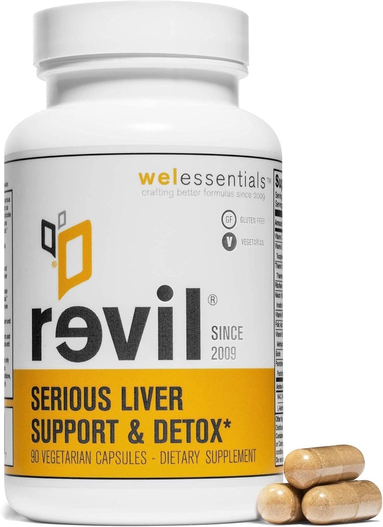 drinkwel Revil pour la santé et le soutien du foie - 90 capsules végétariennes - avec le chardon de lait, NAC, Artichaut, Burdock, Vitamine C - Sans gluten