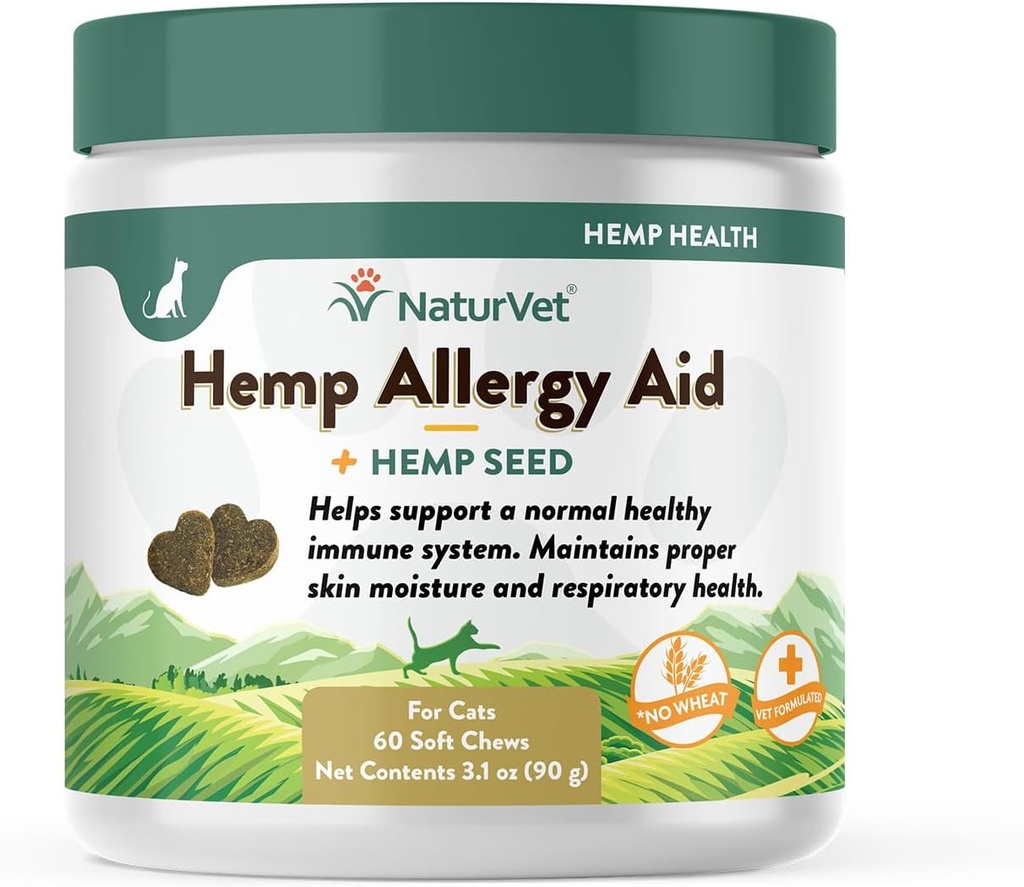 NaturVet Hanf Allergy Aid Plus Hanf Seed Soft Chews für Katzen, 60 ct, Made in USA