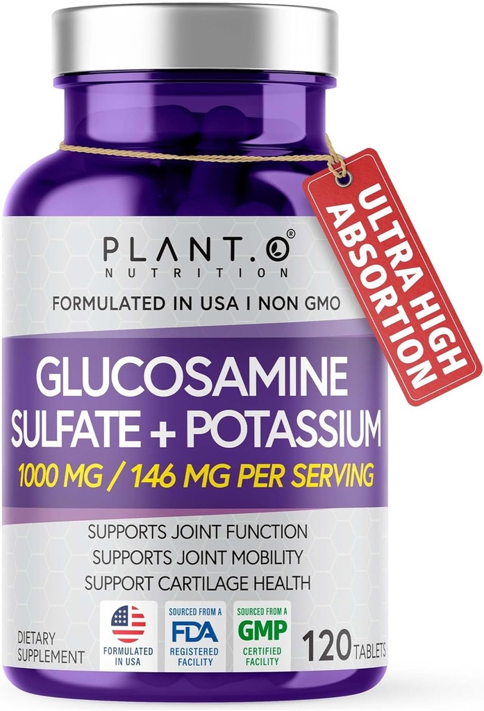 Glucosaminsulfat mit Kalium | Strong Joint Support Supplement | Unterstützt Knorpel und Connective Tissues | Aids Knie- und Knochenstruktur | 120 Tabletten