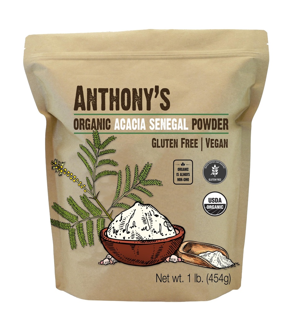 Anthony's Organic Acacia Senegal Powder, 1 lb, Batch getestet Glutenfrei, Non GMO, lösliche Faser, Prebiotic