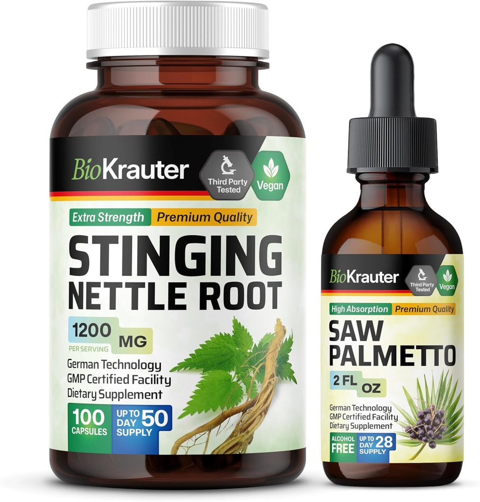 BIO KRAUTER Sting Nettle 100 Kapseln & Säge Palmetto Tinktur 2 Fl. Oz.